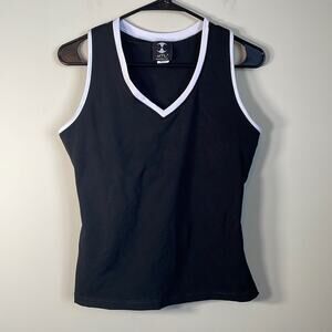 DTL Sleeveless Black & White Tennis Jeweled Activewear Tank‎ Top Size M